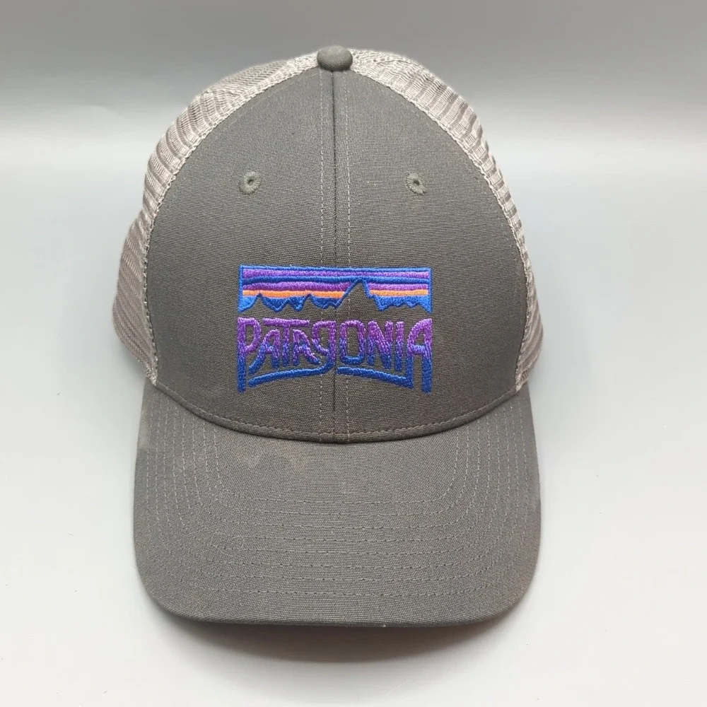 Patagonia Fitz Roy Horizon Trucker Hat Gray Purple Snapback Cap Mesh Unisex